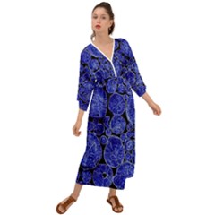 Neon Abstract Cobalt Blue Wood Grecian Style  Maxi Dress by Bajindul