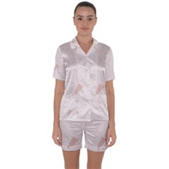 Blank Color Satin Short Sleeve Pyjamas Set by HermanTelo