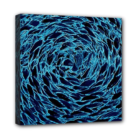 Neon Abstract Surface Texture Blue Mini Canvas 8  X 8  (stretched)