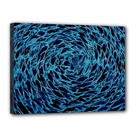 Neon Abstract Surface Texture Blue Canvas 16  X 12  (stretched)