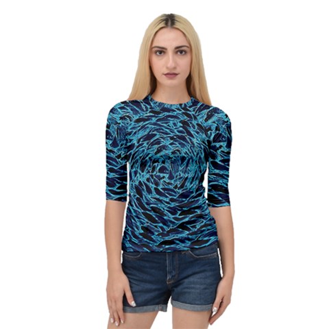 Neon Abstract Surface Texture Blue Quarter Sleeve Raglan Tee by HermanTelo