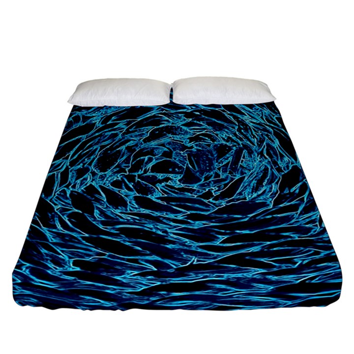 Neon Abstract Surface Texture Blue Fitted Sheet (California King Size)