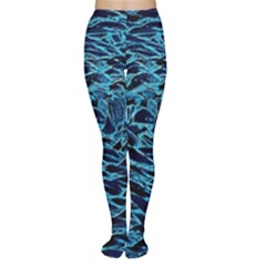 Neon Abstract Surface Texture Blue Tights