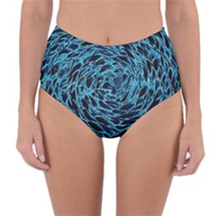 Neon Abstract Surface Texture Blue Reversible High-waist Bikini Bottoms