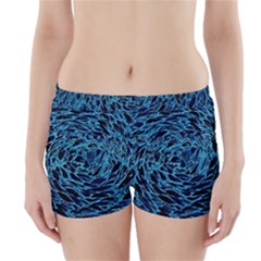 Neon Abstract Surface Texture Blue Boyleg Bikini Wrap Bottoms