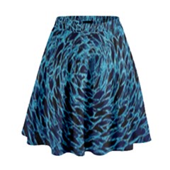 Neon Abstract Surface Texture Blue High Waist Skirt