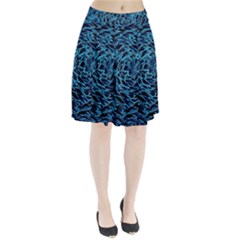 Neon Abstract Surface Texture Blue Pleated Skirt