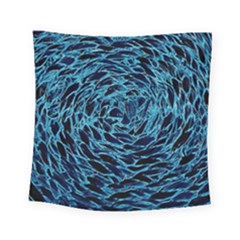 Neon Abstract Surface Texture Blue Square Tapestry (small) by HermanTelo