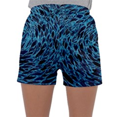 Neon Abstract Surface Texture Blue Sleepwear Shorts