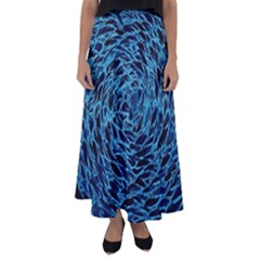 Neon Abstract Surface Texture Blue Flared Maxi Skirt by HermanTelo