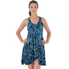 Neon Abstract Surface Texture Blue Show Some Back Chiffon Dress