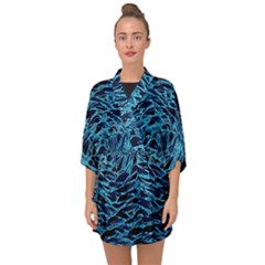 Neon Abstract Surface Texture Blue Half Sleeve Chiffon Kimono by HermanTelo