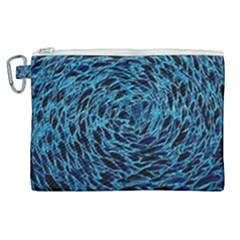 Neon Abstract Surface Texture Blue Canvas Cosmetic Bag (xl)