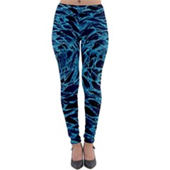 Neon Abstract Surface Texture Blue Lightweight Velour Leggings