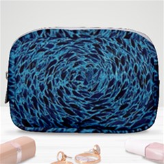 Neon Abstract Surface Texture Blue Make Up Pouch (small)