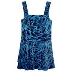 Neon Abstract Surface Texture Blue Kids  Layered Skirt Swimsuit