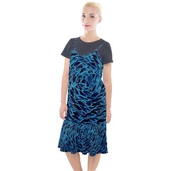 Neon Abstract Surface Texture Blue Camis Fishtail Dress by HermanTelo