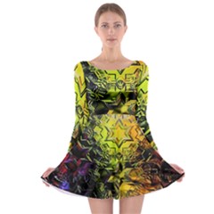 Background Star Abstract Colorful Long Sleeve Skater Dress