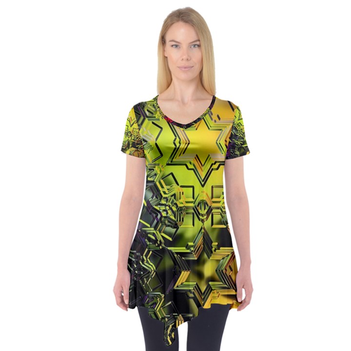 Background Star Abstract Colorful Short Sleeve Tunic 