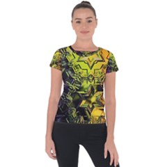 Background Star Abstract Colorful Short Sleeve Sports Top 