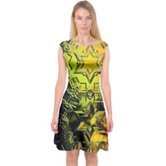 Background Star Abstract Colorful Capsleeve Midi Dress