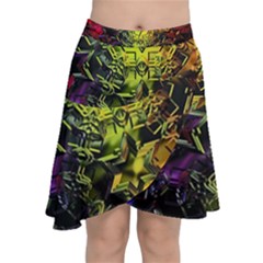 Background Star Abstract Colorful Chiffon Wrap Front Skirt