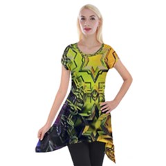 Background Star Abstract Colorful Short Sleeve Side Drop Tunic