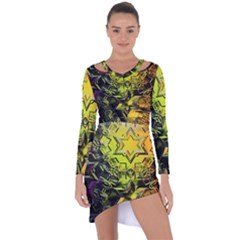 Background Star Abstract Colorful Asymmetric Cut-out Shift Dress