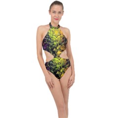 Background Star Abstract Colorful Halter Side Cut Swimsuit by HermanTelo