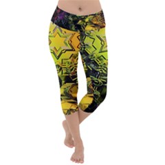 Background Star Abstract Colorful Lightweight Velour Capri Yoga Leggings