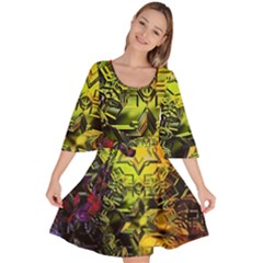 Background Star Abstract Colorful Velour Kimono Dress