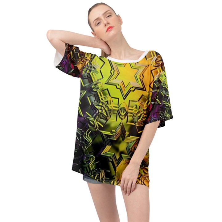 Background Star Abstract Colorful Oversized Chiffon Top