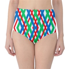 Geometric Line Rainbow Classic High-waist Bikini Bottoms