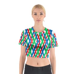 Geometric Line Rainbow Cotton Crop Top by HermanTelo