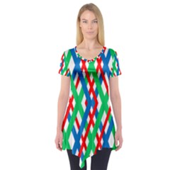 Geometric Line Rainbow Short Sleeve Tunic 