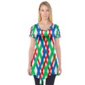 Geometric Line Rainbow Short Sleeve Tunic  View1