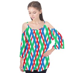 Geometric Line Rainbow Flutter Tees