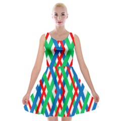 Geometric Line Rainbow Velvet Skater Dress