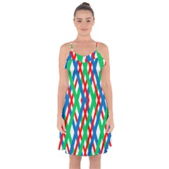 Geometric Line Rainbow Ruffle Detail Chiffon Dress by HermanTelo