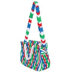 Geometric Line Rainbow Rope Handles Shoulder Strap Bag by HermanTelo