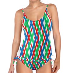 Geometric Line Rainbow Tankini Set