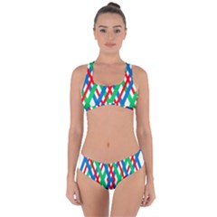 Geometric Line Rainbow Criss Cross Bikini Set