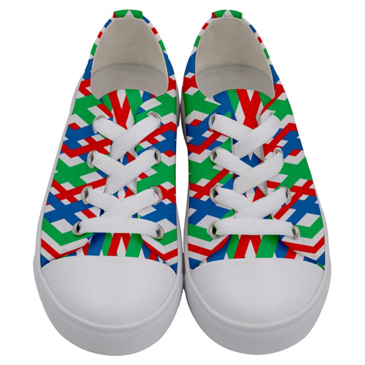 Geometric Line Rainbow Kids  Low Top Canvas Sneakers