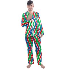 Geometric Line Rainbow Men s Satin Pajamas Long Pants Set