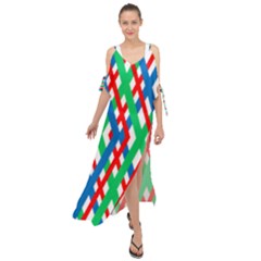 Geometric Line Rainbow Maxi Chiffon Cover Up Dress