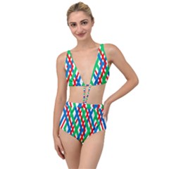 Geometric Line Rainbow Tied Up Two Piece Swimsuit by HermanTelo