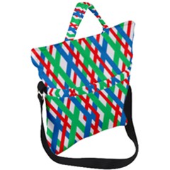 Geometric Line Rainbow Fold Over Handle Tote Bag