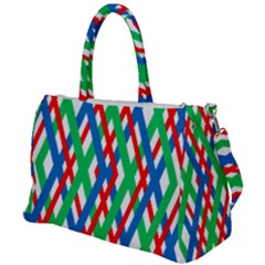 Geometric Line Rainbow Duffel Travel Bag by HermanTelo