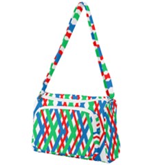 Geometric Line Rainbow Front Pocket Crossbody Bag by HermanTelo