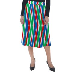 Geometric Line Rainbow Classic Velour Midi Skirt  by HermanTelo